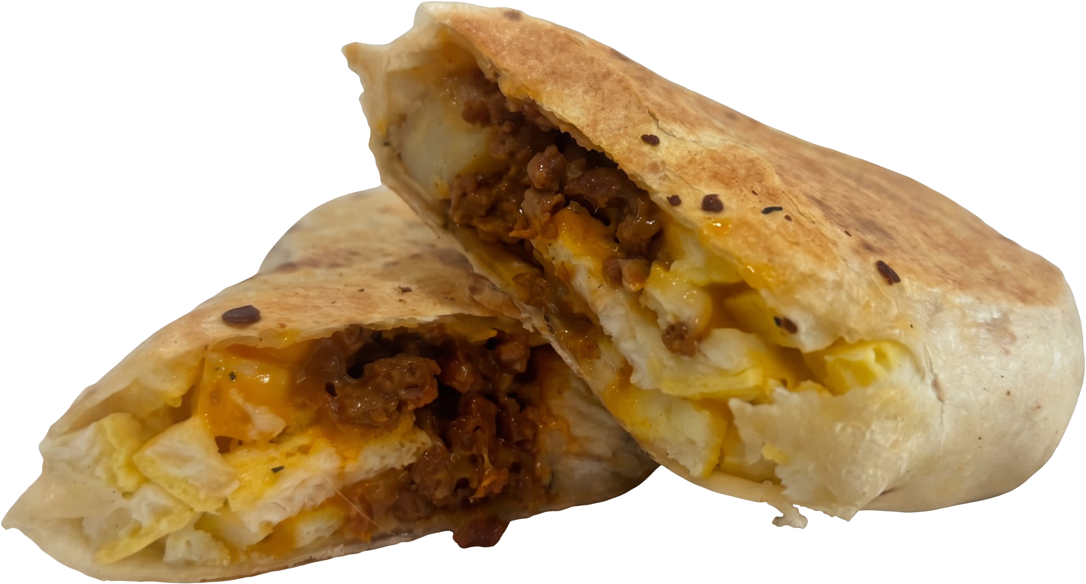 The Not So Skinny Burrito cut in half