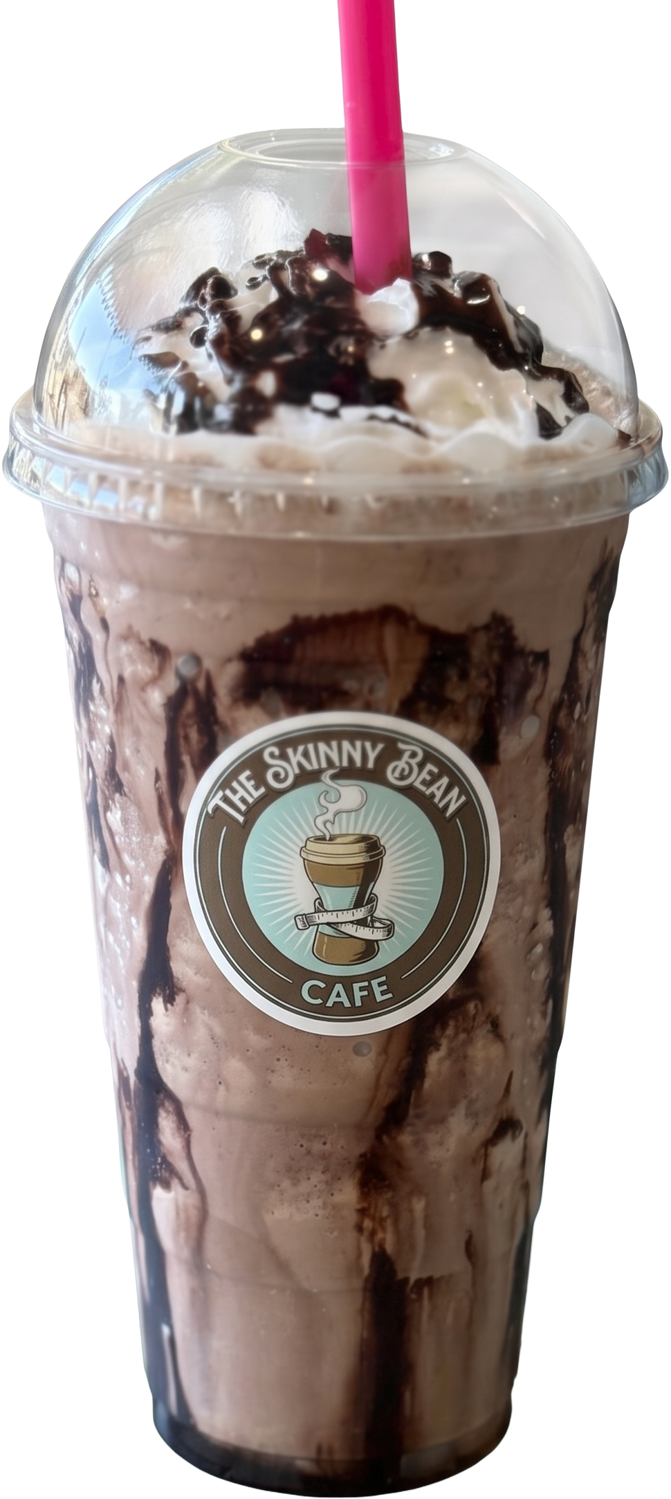 Espresso Brownie Shake with whipped cream and chocolate drizzle